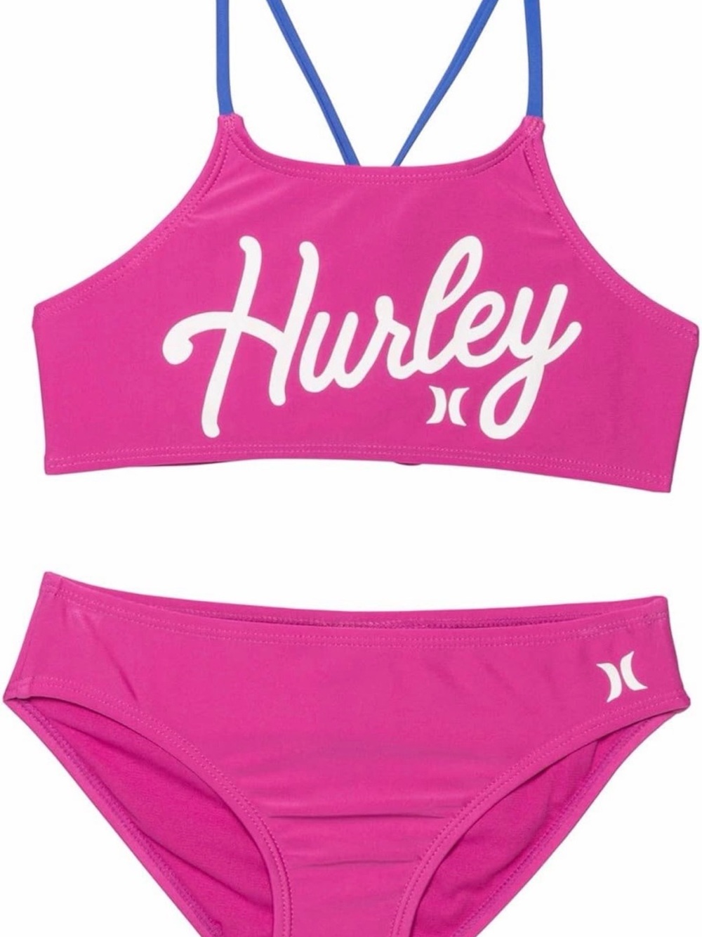 NWT Hurley girls 2 piece swimsuit hot pink bikini Size 16 XL